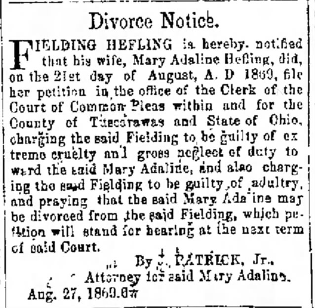 Fielding's divorce - October 1869