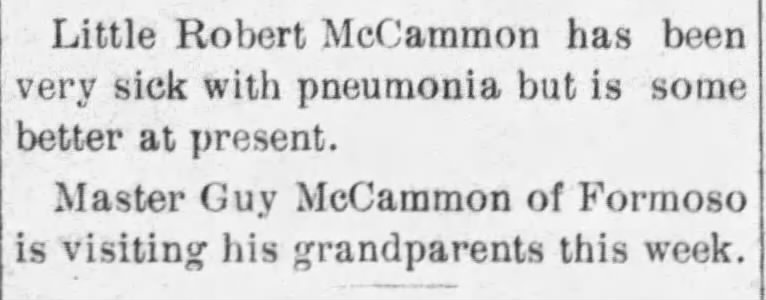 Robert McCammon Pneumonia