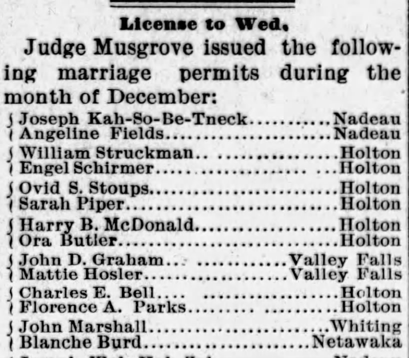 Marriage License for Burd/Marshall