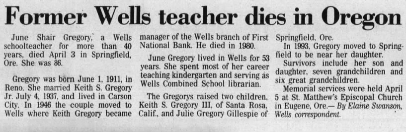 Obituary for June Shair Wells (Aged 86)