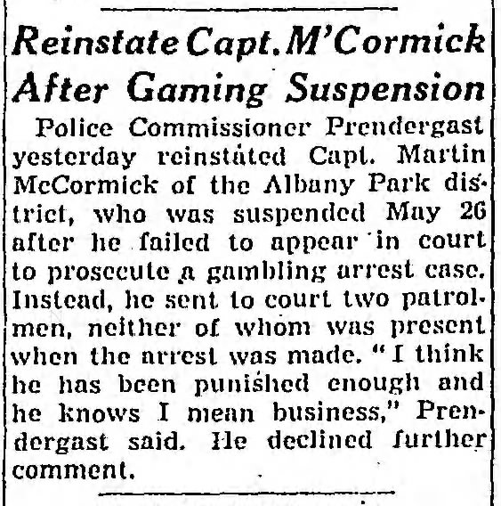 Reinstate Capt. M'Cormick After Gaming Suspension