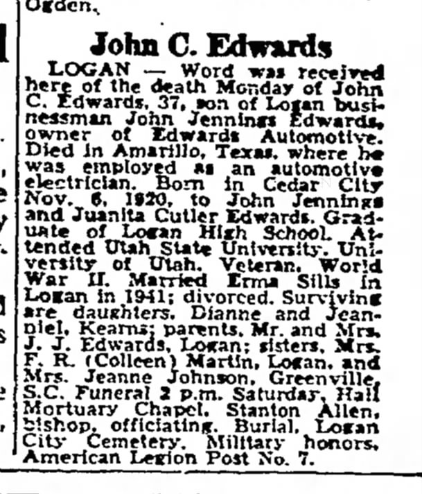 John C Edwards Obituary