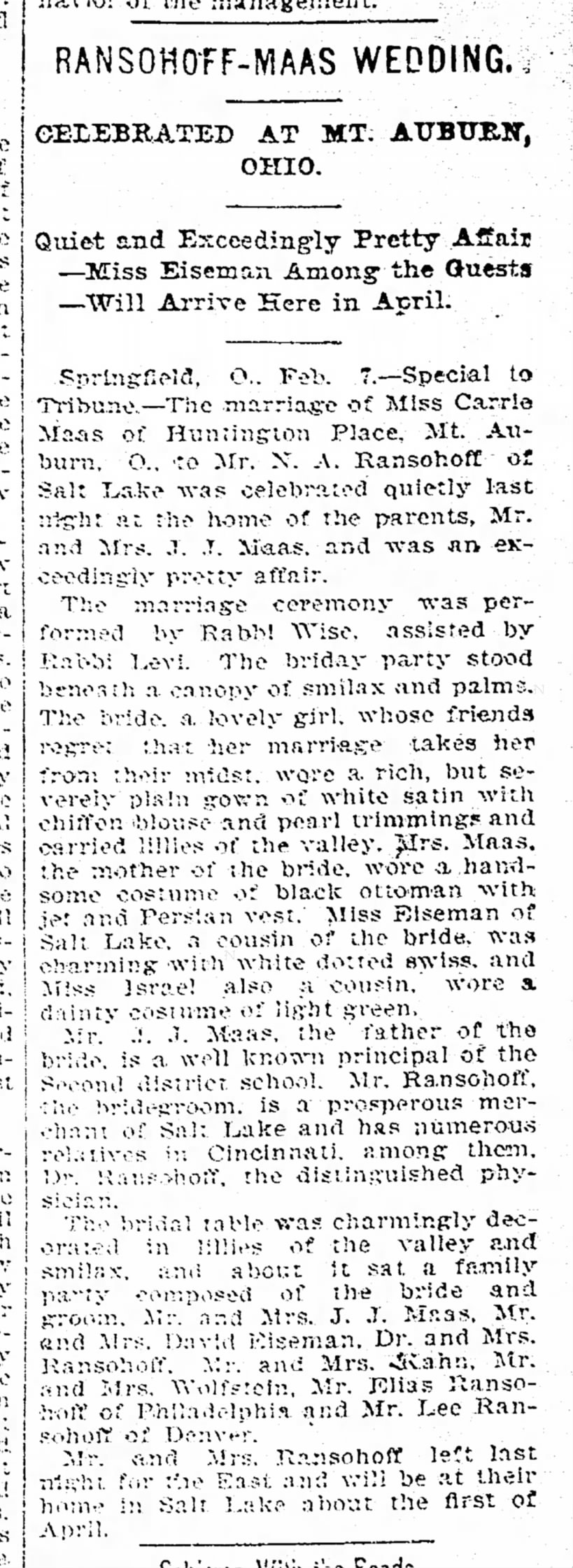 Salt Lake Tribune, 8 Feb 1895