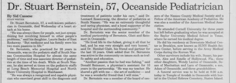 Obituary for Stuart Bernstein