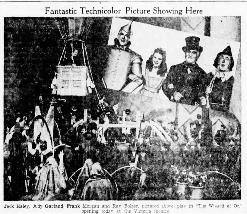 Wizard of Oz opening August 1939