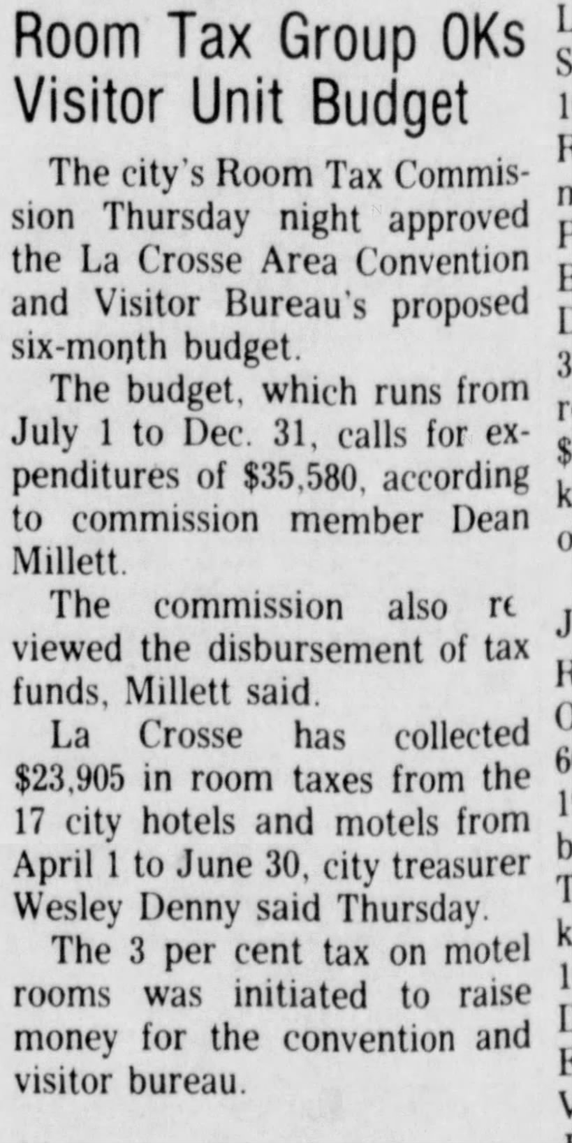 1975-08 Room Tax at $23,905 collected