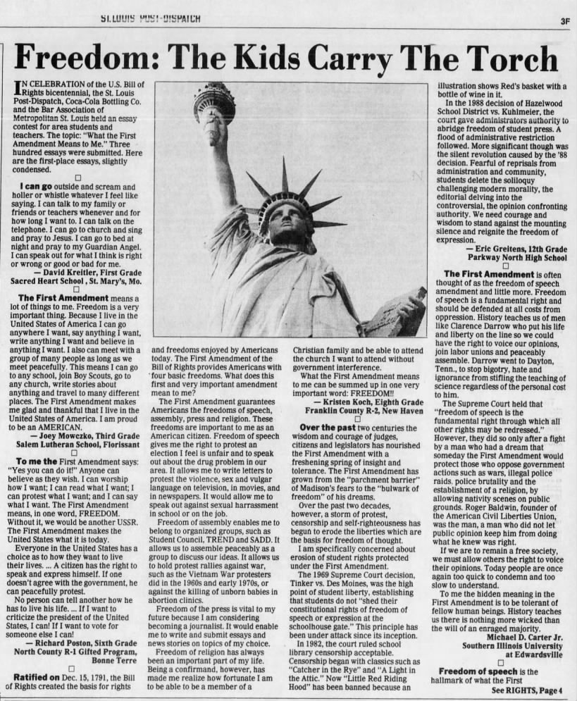 In 1991, a young Eric Greitens wrote an essay to the Post-Dispatch.