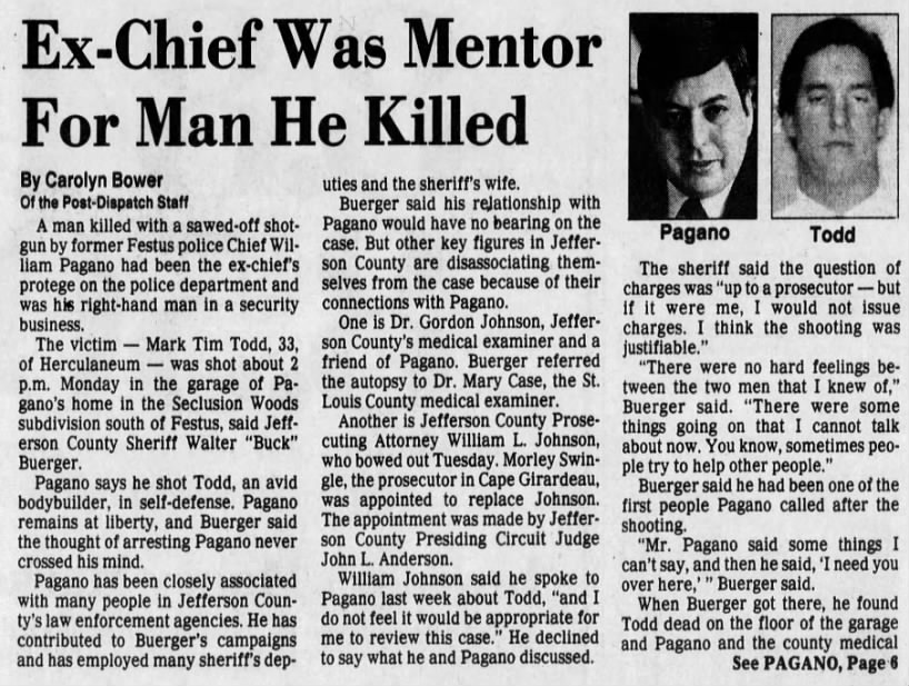 Ex-Chief Pagano  mentor for the man he killed, Mark Tim Todd
