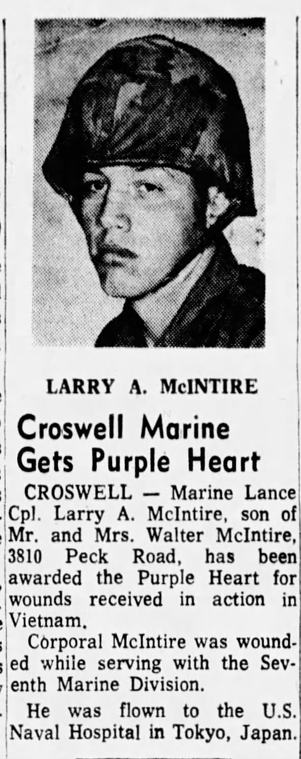 McIntire, Larry A - purple heart
