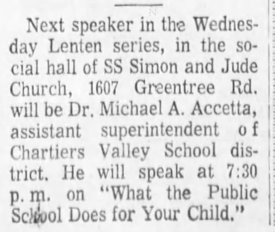 1969 Michael A. Accetta March 1st. Pittsburgh Post Gazette