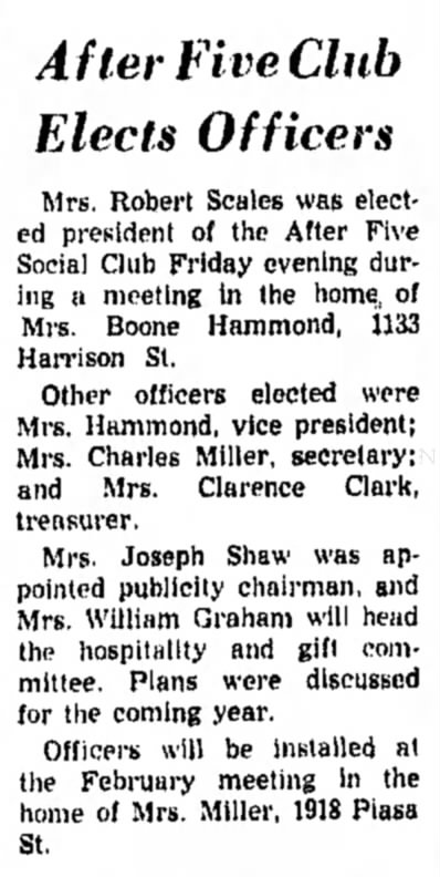 After Five Officers, 1/27/62