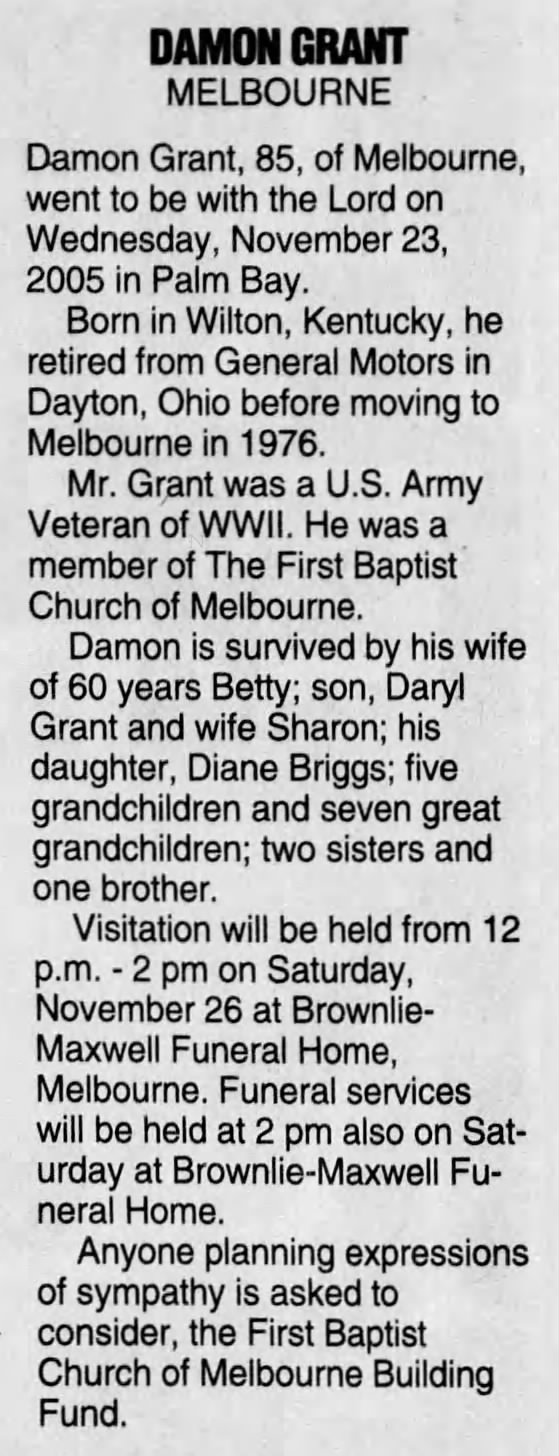 Grant, Damon (1920-2005) Obituary