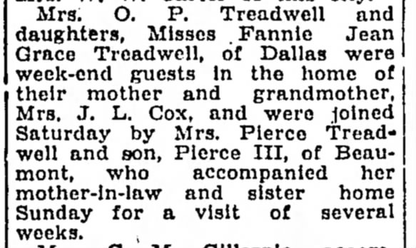 Mrs. OP Treadwell, daughters were guests