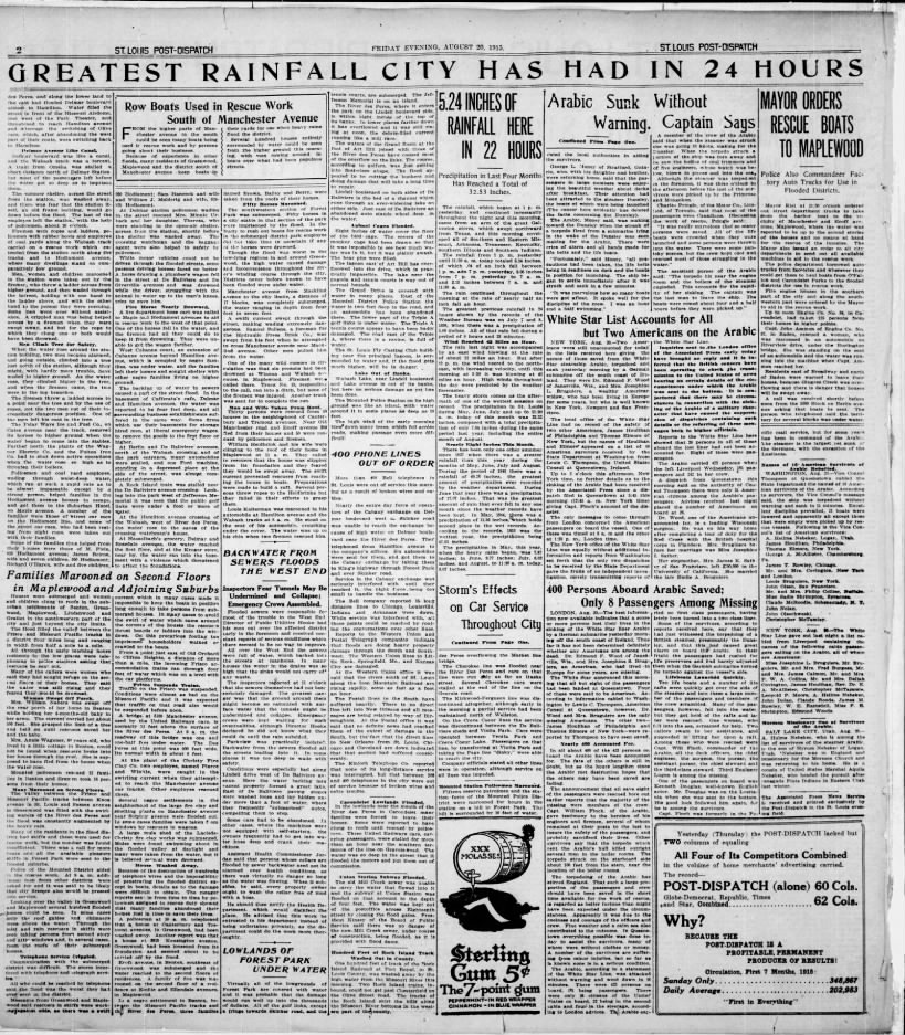 "Greatest Flood in City History" -1915 Full page