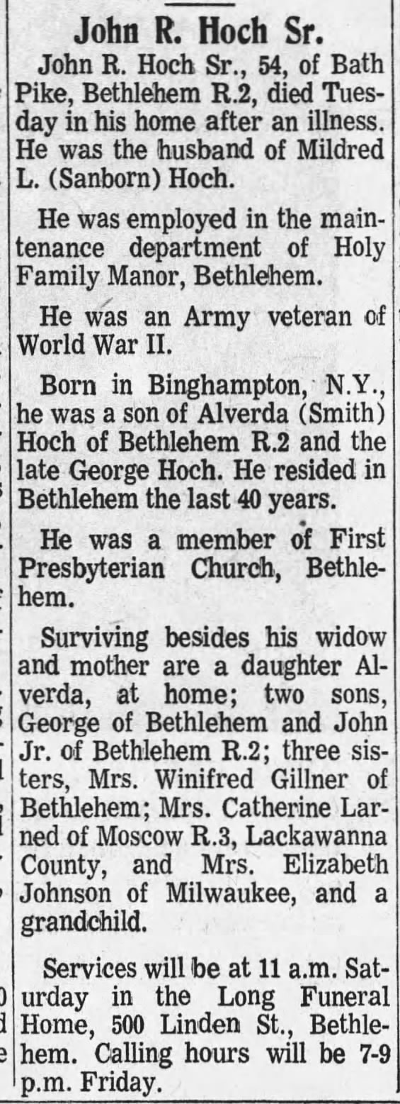 Obituary: John R. Hoch, Sr.