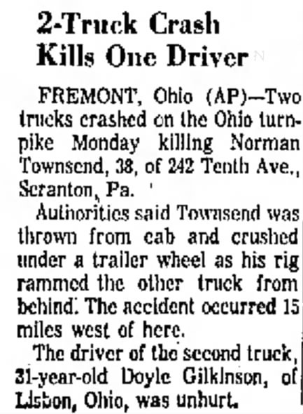 Norman Townsend: 2-Truck Crash Kills One Driver