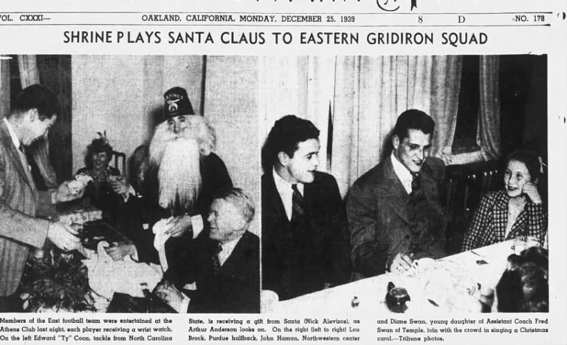 Shrine Plays Santa Claus - Oakland Tribune December 25, 1939