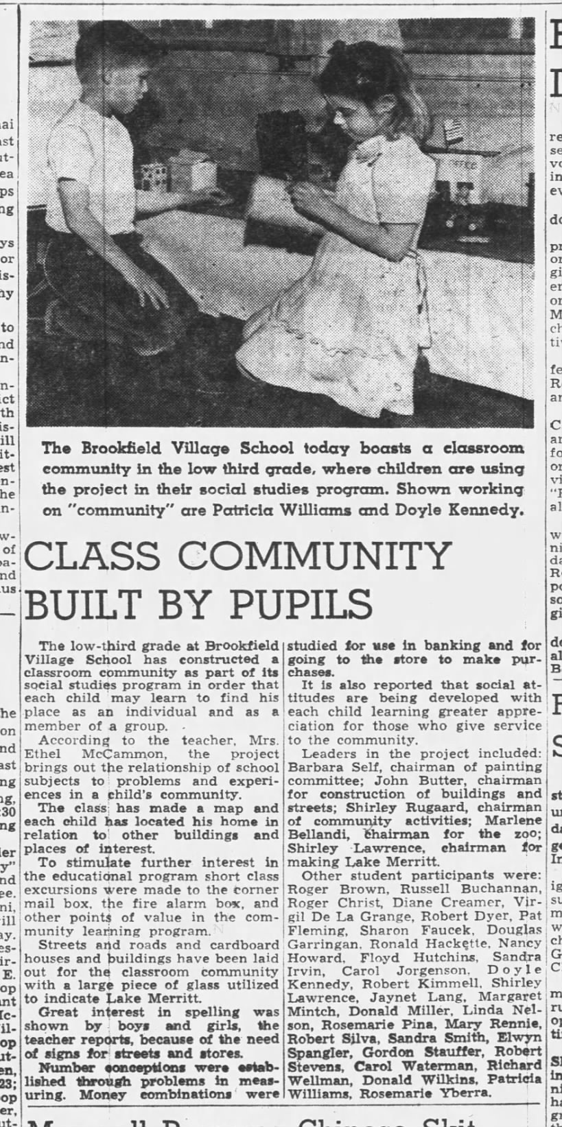 Class Community Built By Pupils - Brookfield - Jan 19, 1949