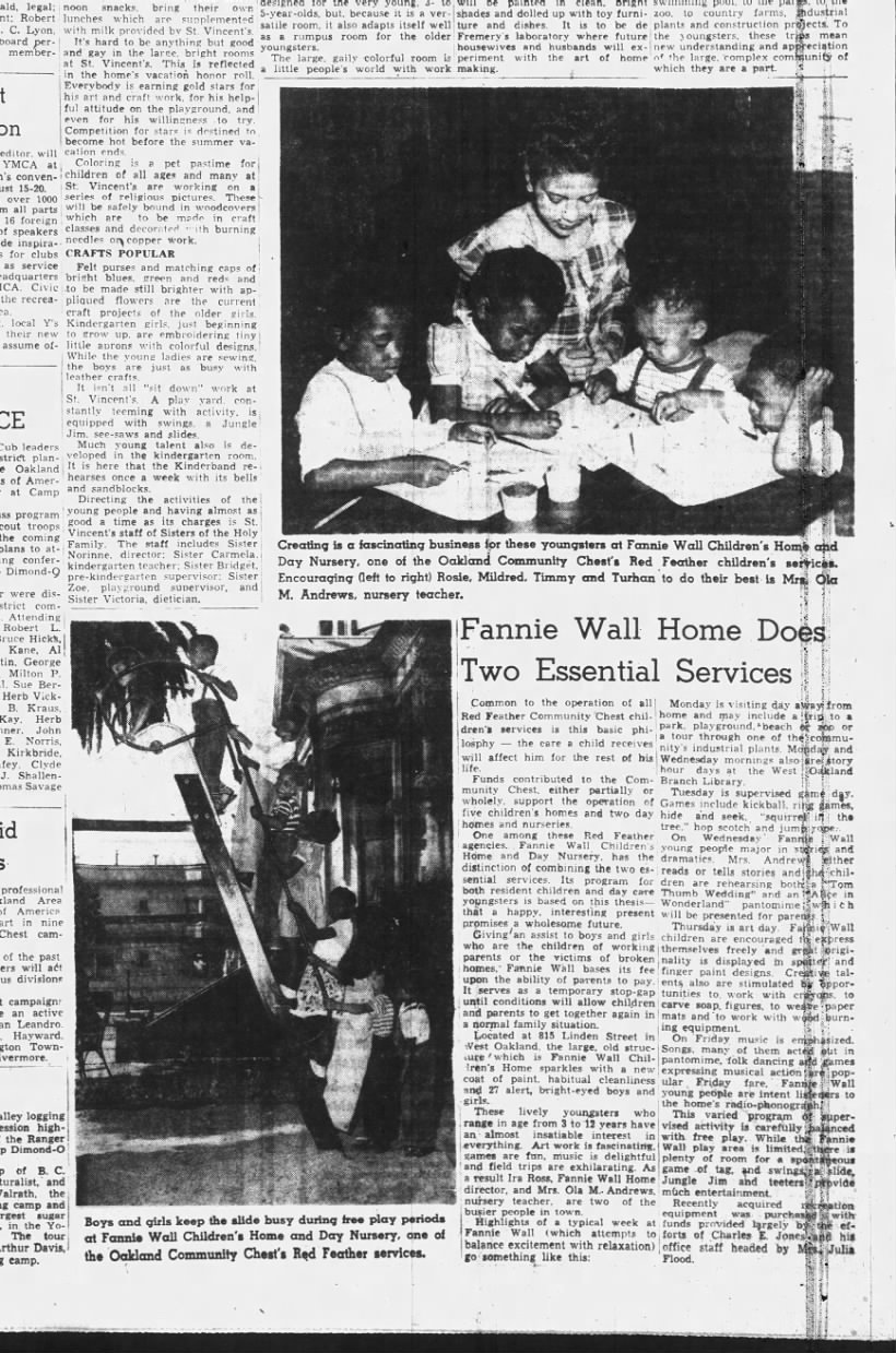 Fannie Wall Homes Does Two Essential Services - Oakland Tribune August 8, 1948
