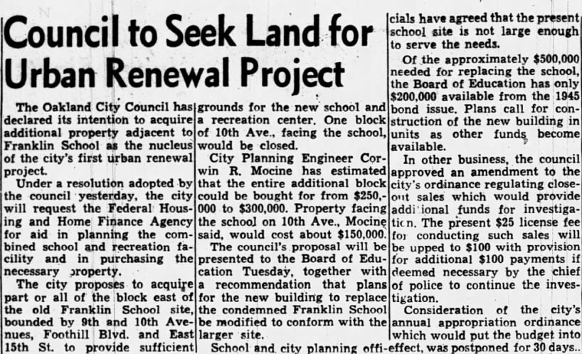 Council to Seek Land for Urban Renewal Project - Clinton Aug 15, 1955