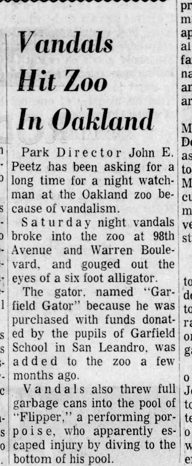 Vandals Hit Zoo in Oakland - Jun 17, 1968