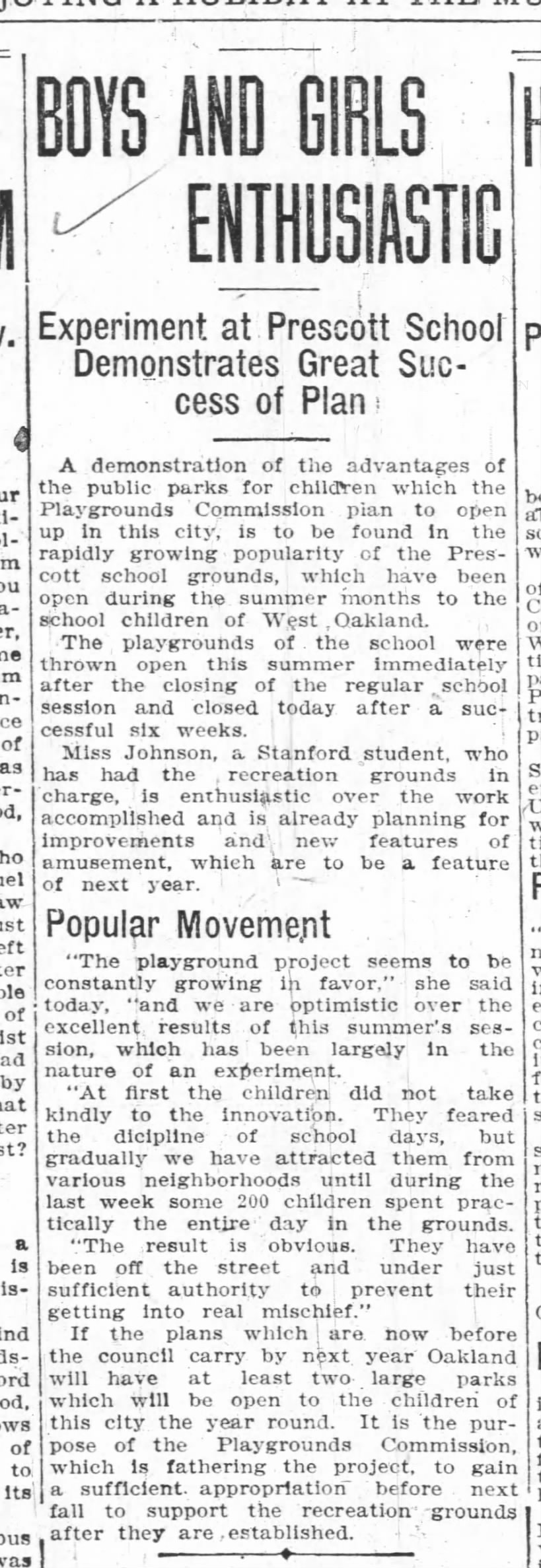Boys and Girls Enthusiastic - Playgrounds July 19,1909