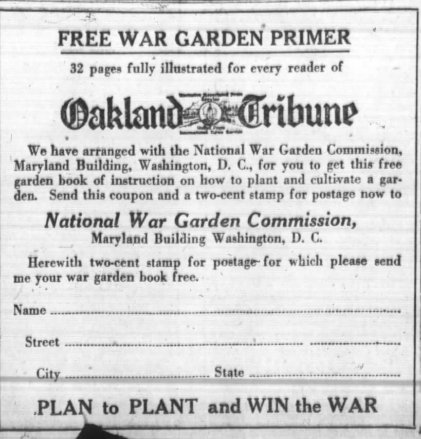 Free War Garden Primer - Mar 13, 1918