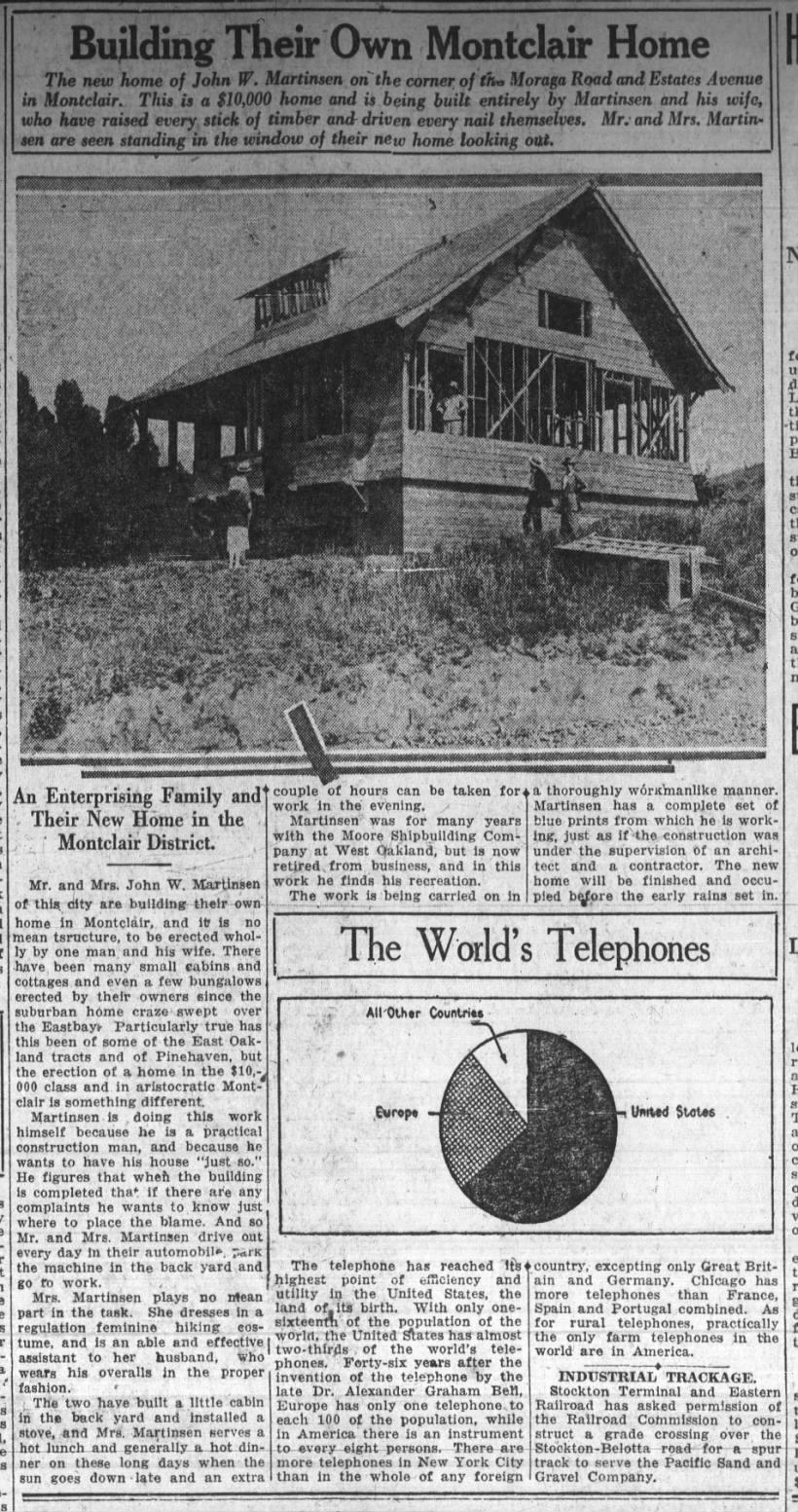 Building Their Own Montclair Home - Oct 22, 1922