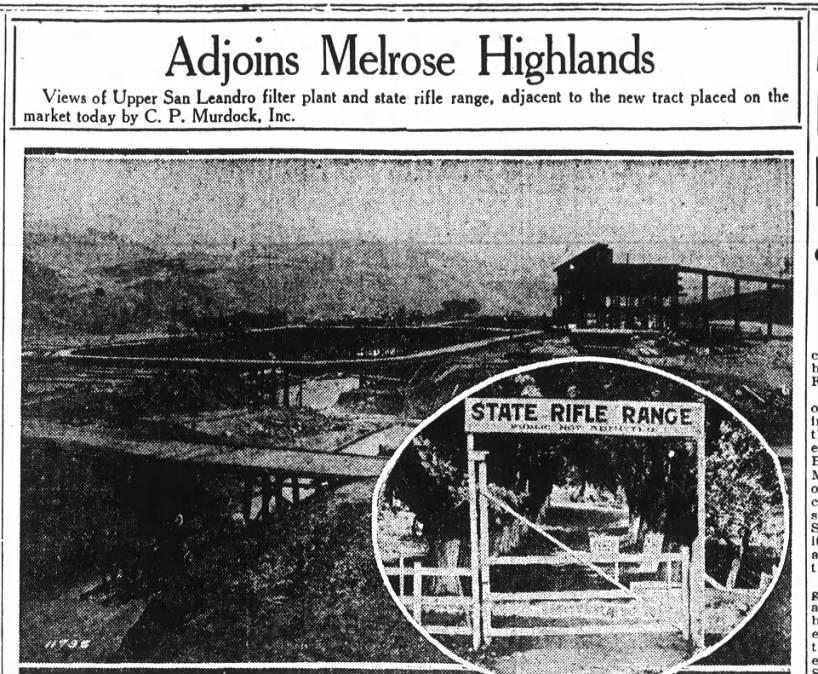 San Leandro Filter Plant - State Rifle Range - Melrose Highlands  Jul 25 1925