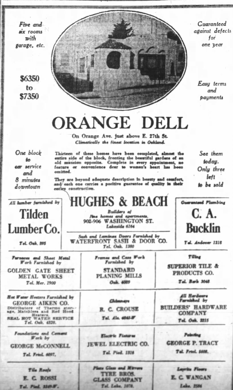 Orange Dell - on Orange Ave (Grande Vista) above E 27th - Feb 28 1926