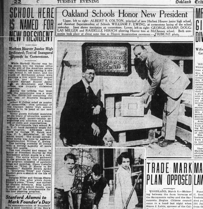 Oakland Schools Honor New President - Mar 05, 1929