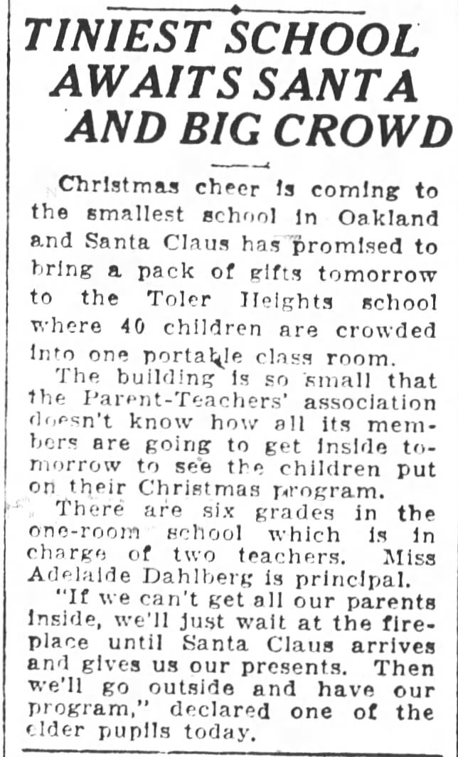 Tiniest School Awaits Santa And Big Crowd - Dec 10, 1925