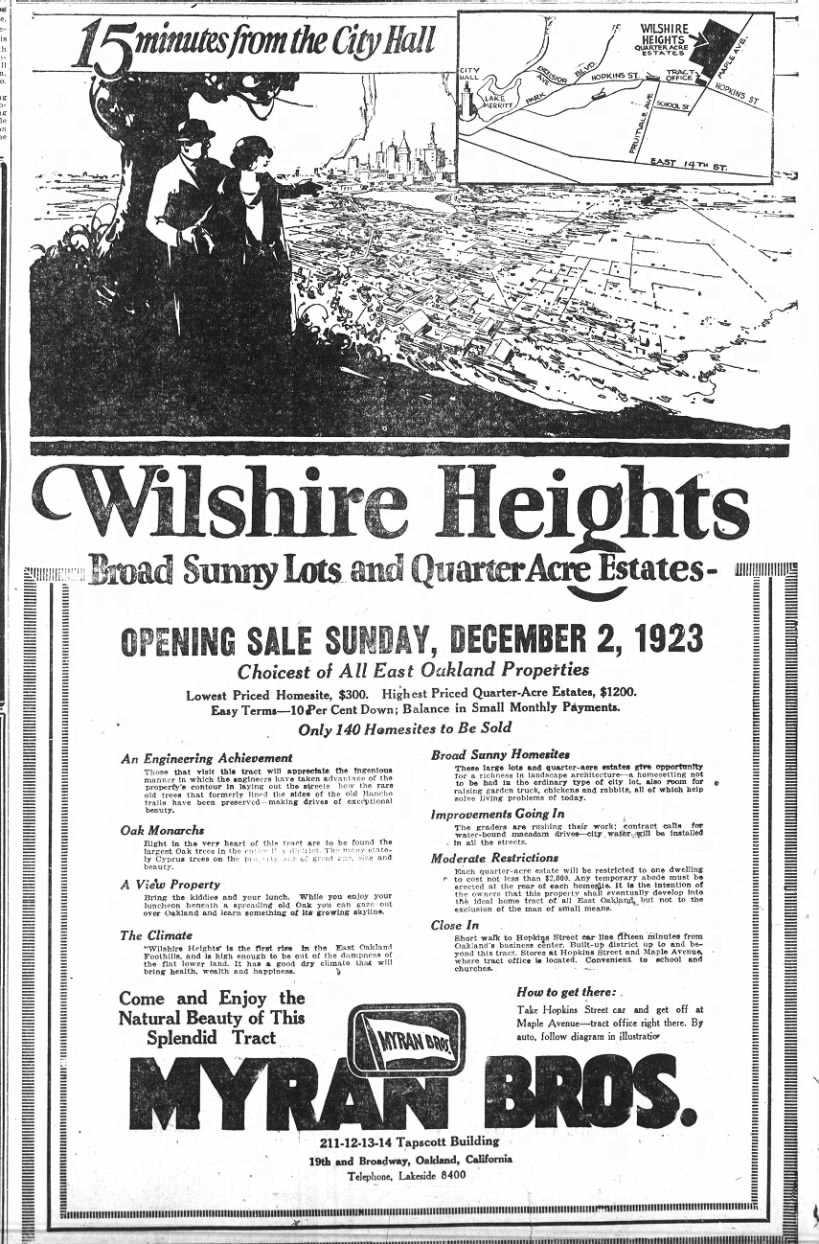 Wilshire Heights - Opening Sale Dec 2, 1923- Myran Bros.