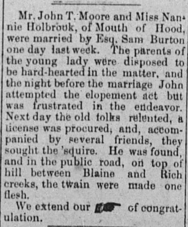 John_T_Moore_Nannie_Holbrook_Marriage_1885