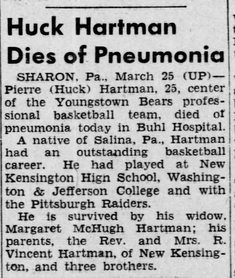 Pierre Hartman, Pittsburgh Press, March 25, 1946