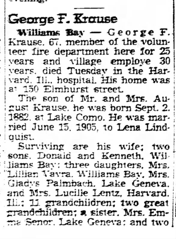 George F Krause obituary part 1