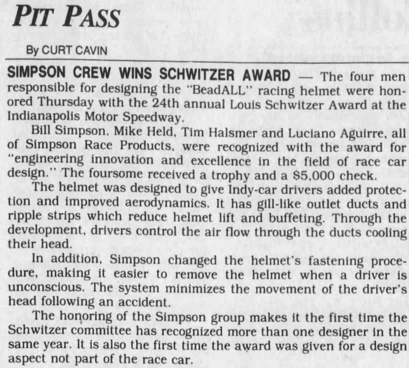 1990 Louis Schwitzer Award winners - The Indy Star - May 18, 1990
