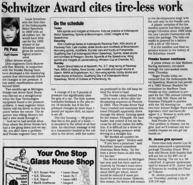 1995 Louis Schwitzer Award winner - The Indianapolis Star - May 19, 1995