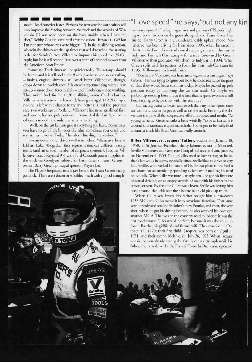 Jacques Villeneuve Ottawa Citizen Feature Profile 1996: Pg2