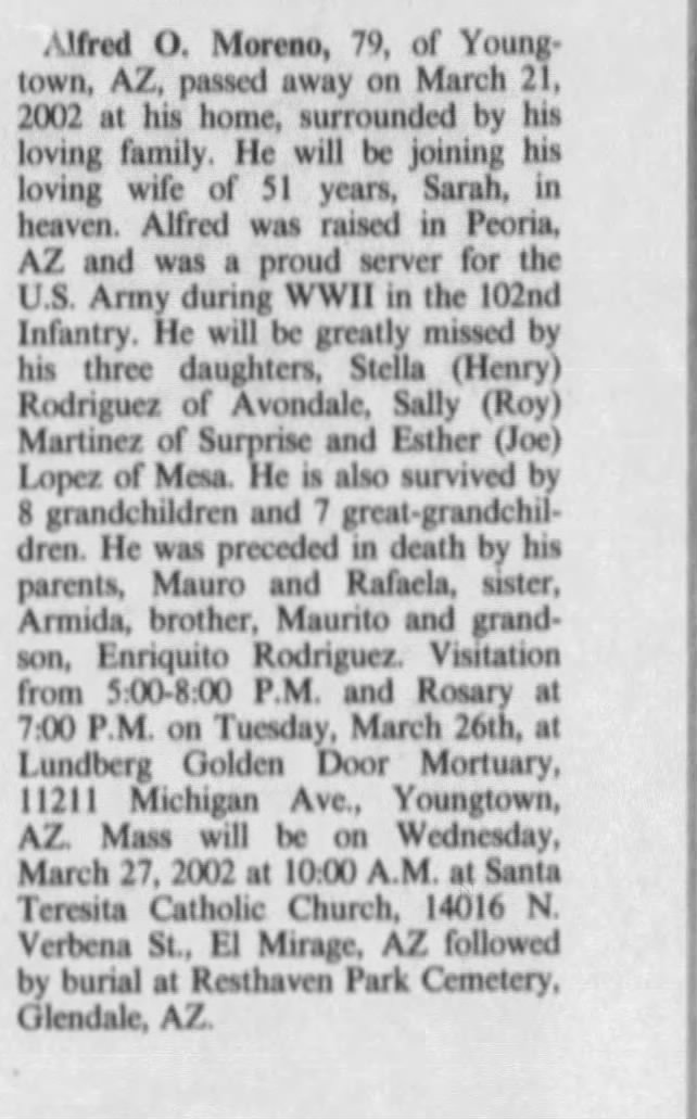 Alfred Moreno Obituary