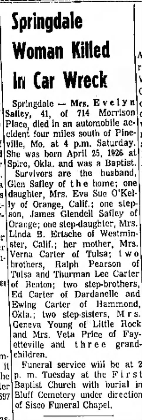 Safley, Evelyn Northwest AR Times, Fayettville 12-4-1967