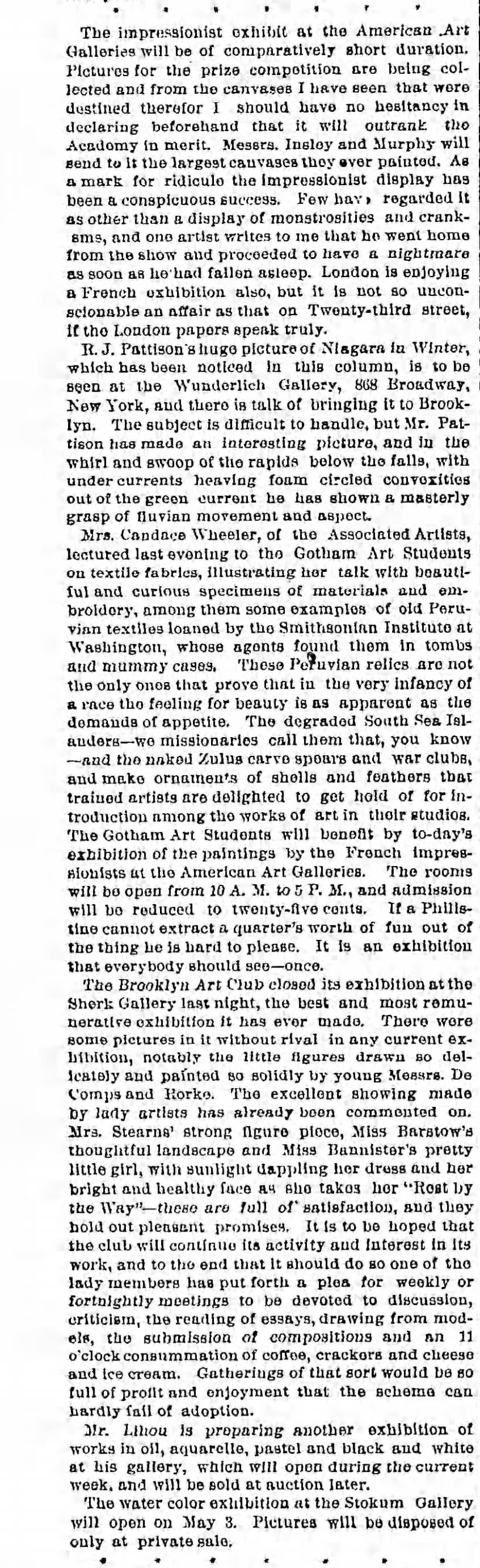 Negative review of French Impressionism exhibit in NYC in 1866.