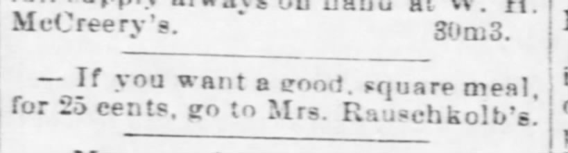 Mrs. Rauschkolb - Nebraska Advertiser (Brownville, Nebraska)28 Feb 1878, ThuPage 3