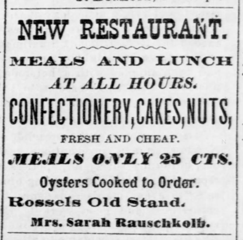 Mrs. Sarah Rauschkolb - Nebraska Advertiser (Brownville, Nebraska)21 Nov 1878, ThuPage 2