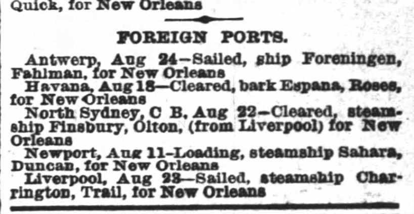 Antwerp Fahlman
August 28, 1881
The Times-Picayune
New Orleans, Louisiana