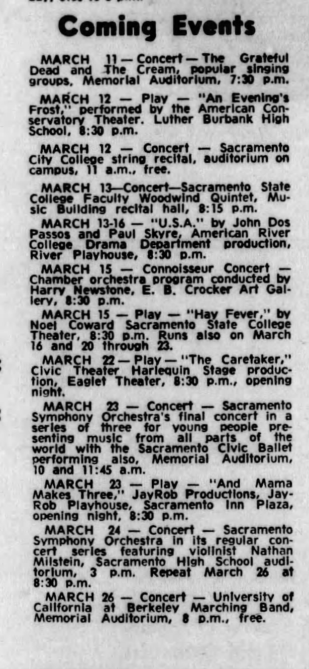 Grateful Dead at the Memorial Auditorium, 1968