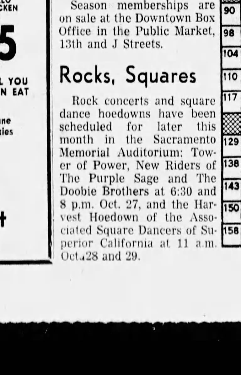 Doobie Brothers at Memorial Auditorium, 1972