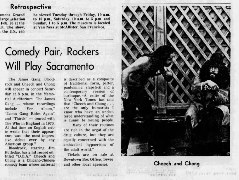 Cheech & Chong at Memorial Auditorium, 1972