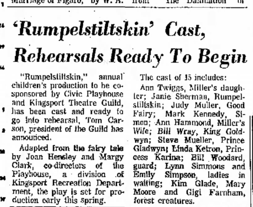Janie Sherman, Kingsport Times-News, TN, 13 Feb 1966, p. 34.