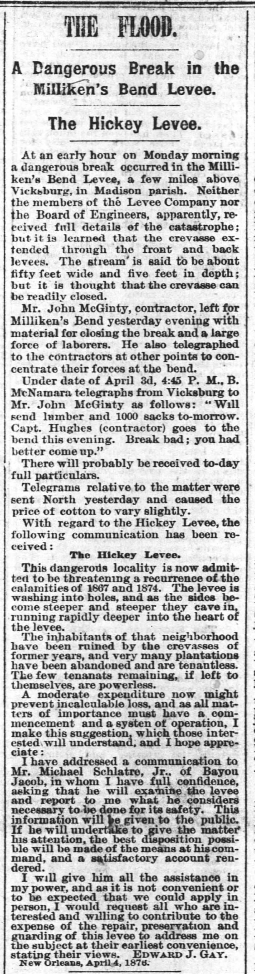 The Hickey Levee 1876 Apr 4